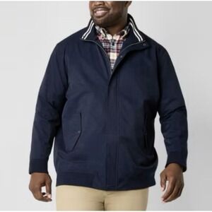 St. John's Bay Men's S Harrington Golf Bomber Jacket Preppy Navy NEW